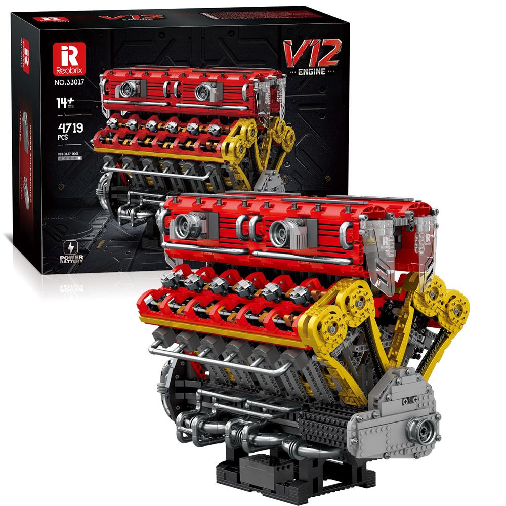 

Non-Toxic 4719Pcs V12 Engine Model Building Blocks Technology Bricks Kit With Display Stand Adult Gift Children S Educational Diy Toys