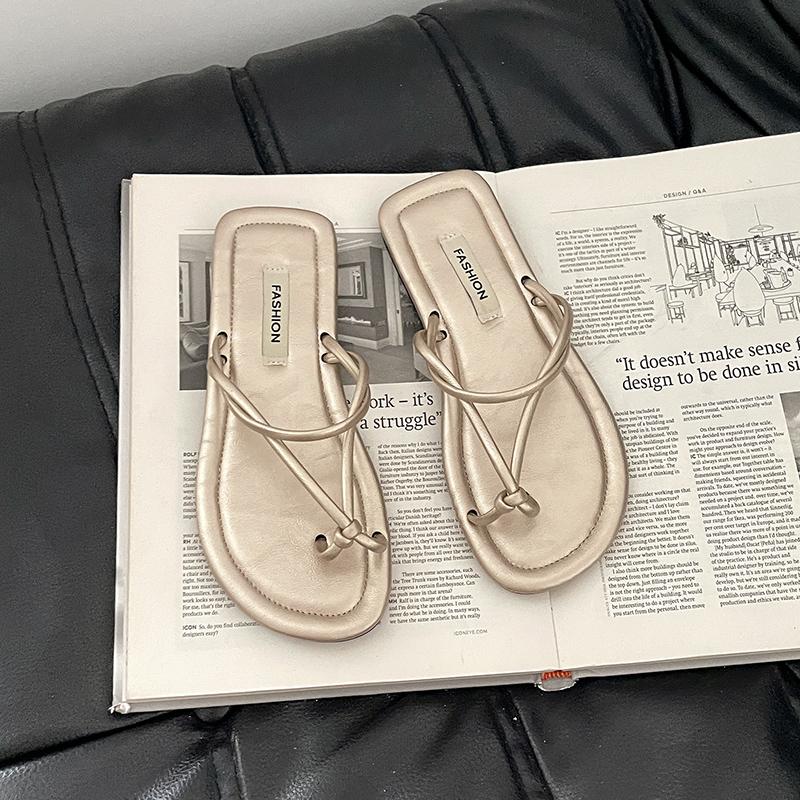 

New Summer Fashion Flip Flop Concise Soft Sole Clip Toe Women Slippers Ladies Outdoor Beach Vacation Slides 35 шампанского