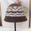 Fair Island Jacquard Retro Ethnic Style Knitted Hat Women's Autumn and Winter Versatile, Showing Small Face, Thickened Warm Wool Basin Hat Tide