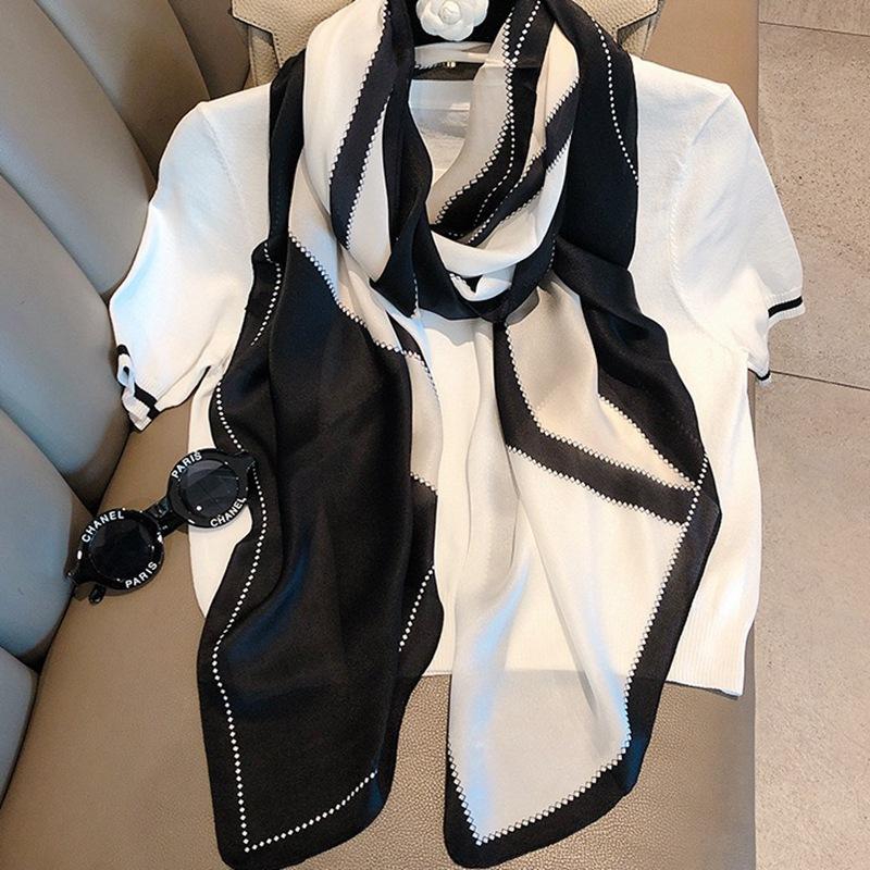 Silk Mulberry Silk Scarf Women'S Versatile Long Beach Scarf Spring And Autumn Silk Scarf Shawl Dual-Purpose