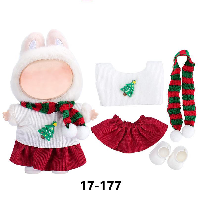 New Christmas Clothes For 17cm Labubus Mini Doll Clothes Outfit Hat Clothes for Labubu I II III Doll Accessories Party Game Toys