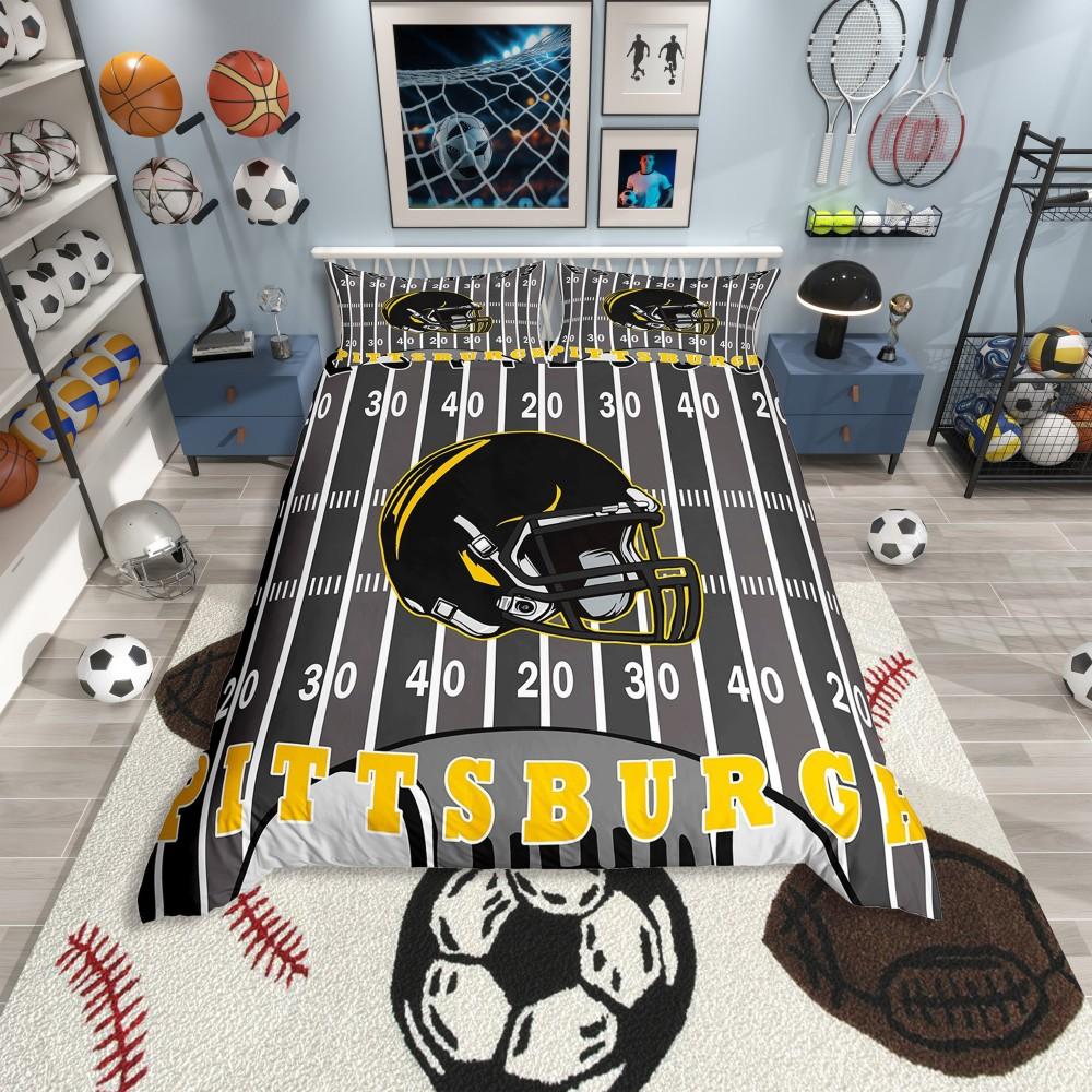 Homewish Boys Basketball Lover Duvet Cover Set,Modern Sport Player Bedding Set,Modern Ball Game Reversible Bed Set