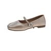 Flat Bottom Shallow Mouth Single Shoes Women's Autumn New Beautiful Square Head Temperament with Skirt One-word Buckle Mary Jane