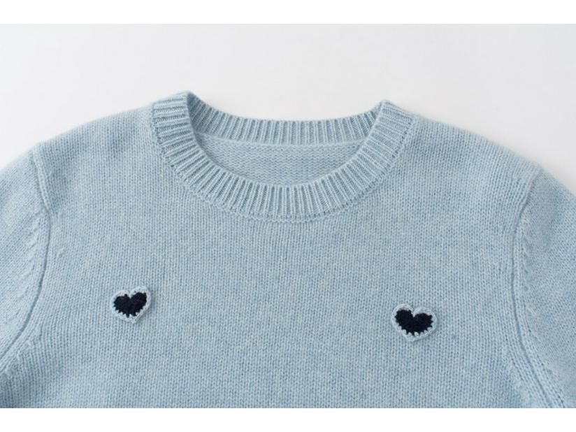 Korean Design 100% Pure Cashmere Heart Sweater - Thick Loose Fit, Versatile Casual Pullover for Women
