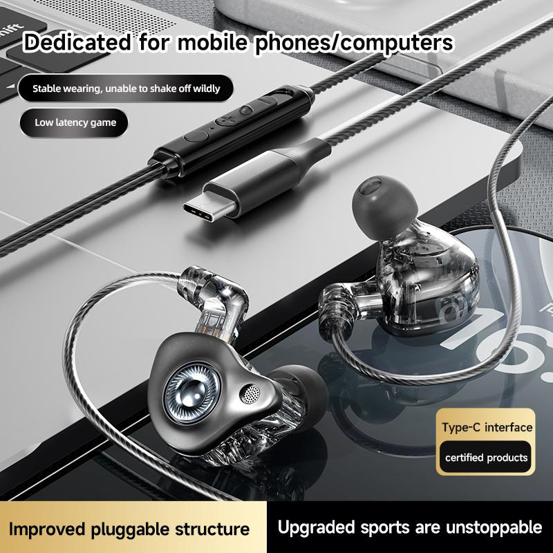 Digitale Chip Kabelgebundene Kopfhörer 3,5 mm AUX/Typ C HIFI In-Ear Einsteckbare Headsets Mit Mikrofon Für Samsung Huawei Xiaomi OPPO iPad PC PS4 PS5 PC