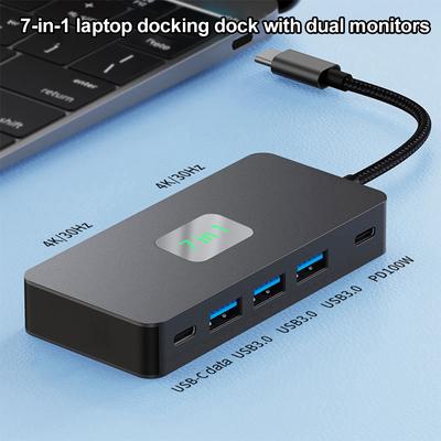 7-in-1 USB-C Dockingstation Dual HDMI-kompatibler Monitor mit 2 4K HDMI-kompatiblen Anschlüssen USB-C Hub für MacBook Pro XPS und mehr