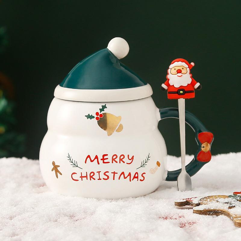Creative Snowman Christmas Tree Ceramic Coffee Cup Large Capacity Water Cup Cartoon Character Coffee Mug Holiday Gift Home Decor