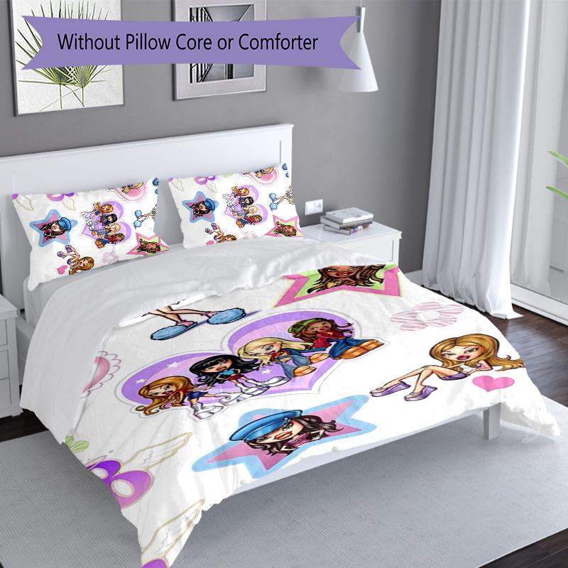 3pcs Bratz1 pattern bedding set duvet cover set includes duvet cover &pillowcases, perfect all season bedroom decoration & gift