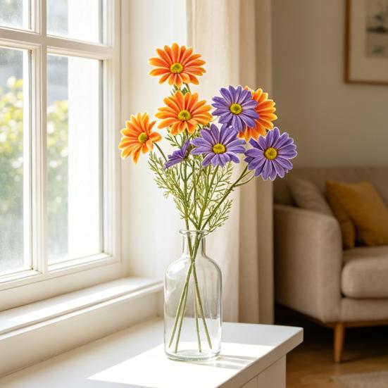 Artificial Flowers Simulation Chrysanthemum Realistic Appearance Faux Flowers Reusable No Maintenance No Fading Artificial Blooms for Living Room
