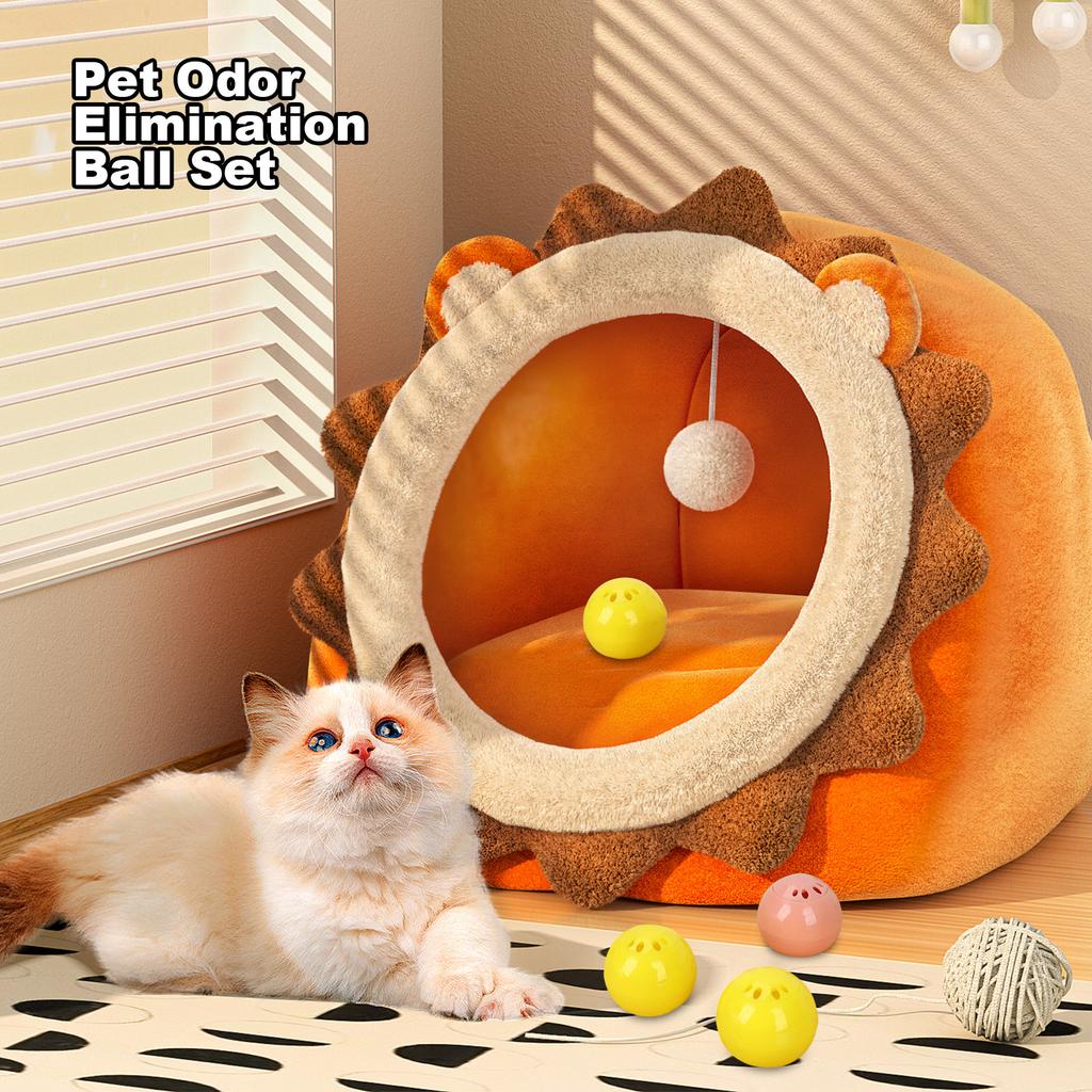 Conjunto de Bolas para Pet de 1ml (Pacote com 8) - Eliminador de Odores Desodorizante Para Cães e Gatos, Aroma Duradouro de Limão/Pêssego Para Camas de Animais, Caixas,