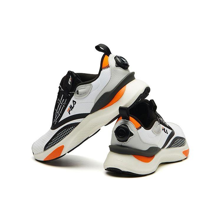 Fila Athletics Trend Fabric Synthetic Leather Low-Top Marathon Running Shoes Men Sneaker White Black Orange A12M132208FWB