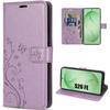 Coque Pour Samsung Galaxy S26 FE, Protection Synthécuir Antichoc Violet Motif Papillon Fleurs