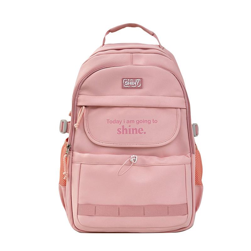 

Today I Am Going To Shine Letter Print Backpack With Breathable Nylon Material For School And University Use розовый