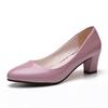 New work single shoes women's casual fashion round head soft leather Korean version medium and high heel leather shoes women's patent leather
