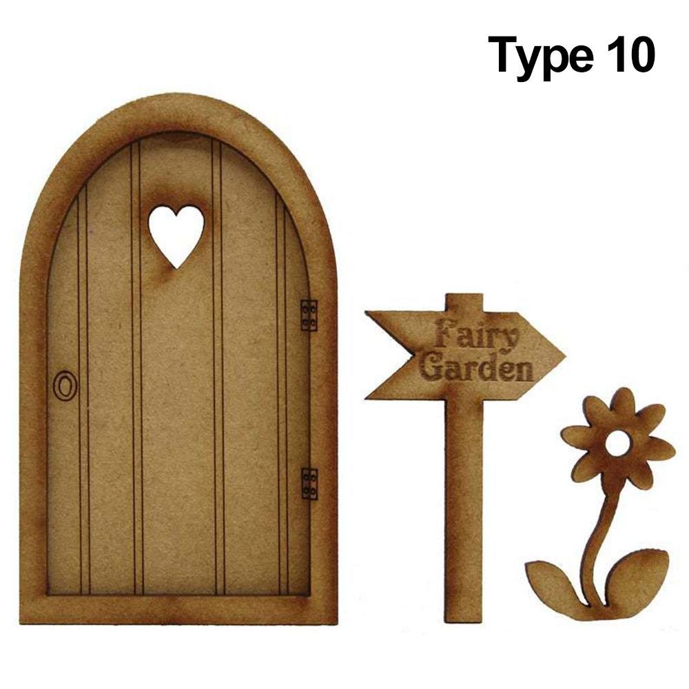 Miniature Fairy Gnome Door Figurines Vintage Wooden Elf Home Fairy Elf Door Kit For Yard Art Garden Tree Sculpture Statues Decor