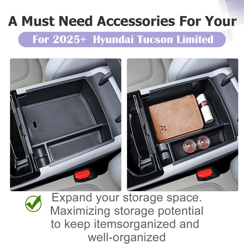 Organisateur de Console Centrale Boîte de Rangement pour Accoudoir pour Hyundai Tucson 2025 Intérieur Rangement de Voiture Console Centrale Accessoires Secondaires