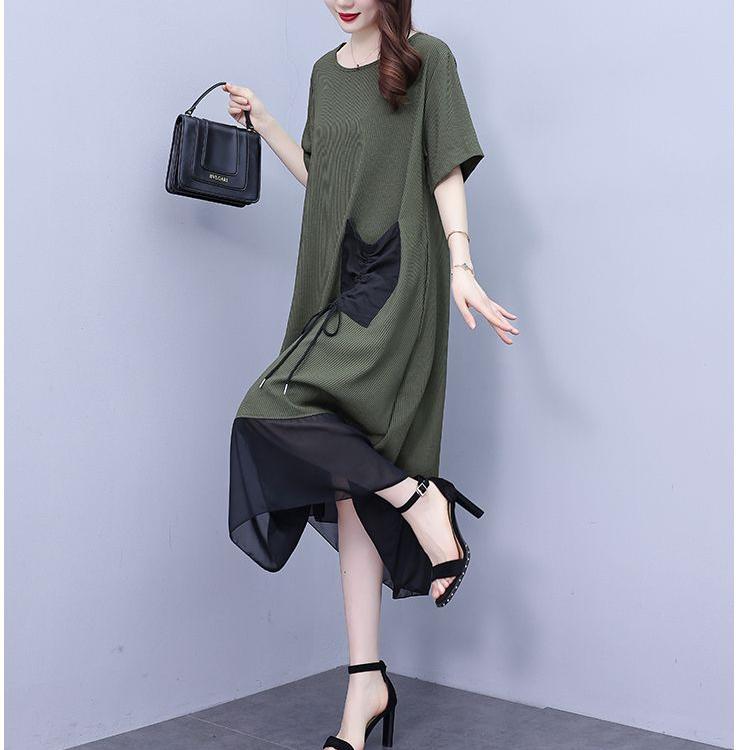 Sommermode Damen Elegantes Lockeres Kleid in Übergröße Altersreduzierung Design
