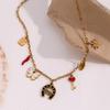 MamacitaSlay Hawaiian Style Enamel Chili Butterfly Star Pendant Stainless steel necklaces Jewelry on the neck women's neck chain
