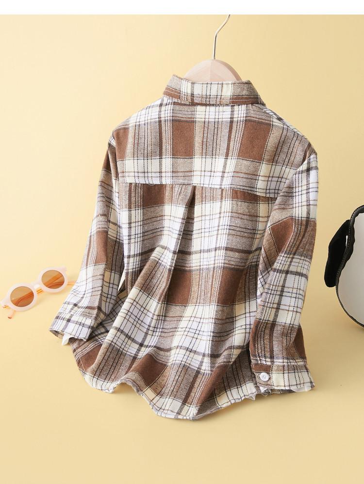 Plaid Long Sleeve Shirt for Older Boys & Girls - Versatile Spring/Autumn Children's Outerwear