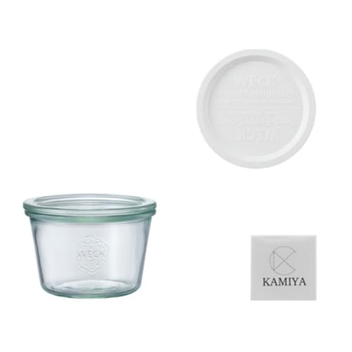 WECK MOLD SHAPE WE-741 300ml | Glass Storage Container with Plastic Cover and KAMIYA Sticker