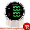 52mm 2in1 Gauge Digital Fuel Level Water Level Gauge With Alarm Water Temp Holding Tank Level Gauge Voltmeter for Car Boat Yach