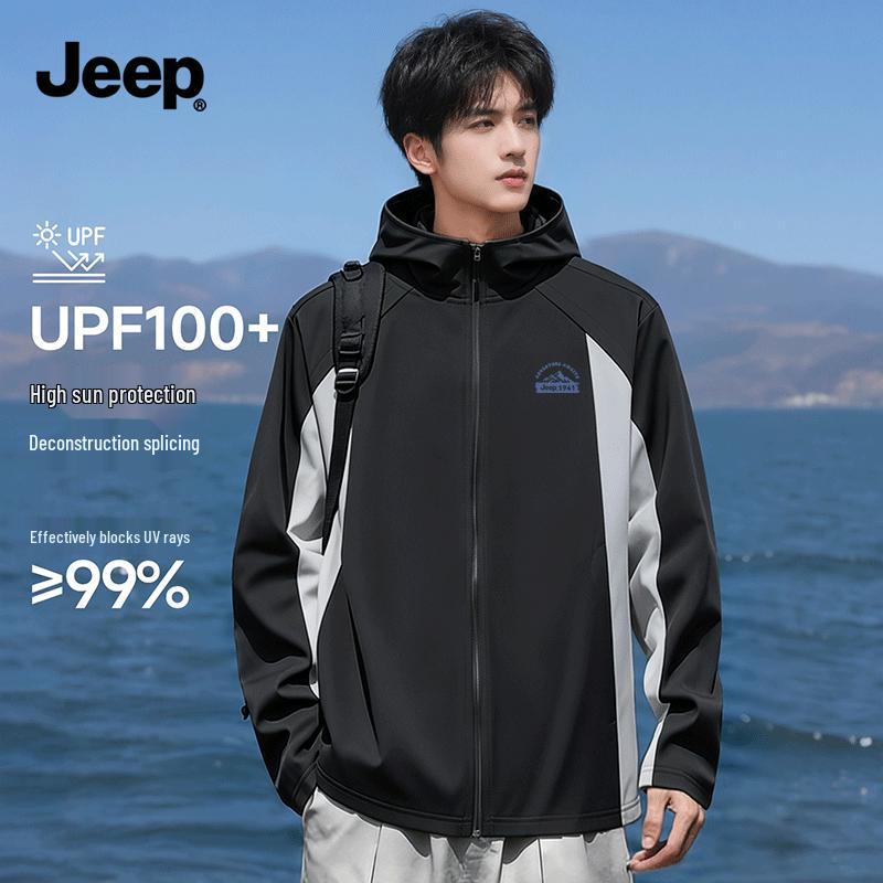 JEEP Men s Hooded Ice Silk UV Protection Jacket 2XL