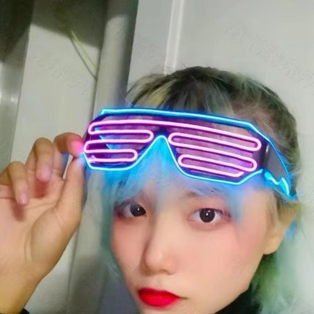 Cool LED Glowing Glasses Double Colors Fluorescent Glasses Neon Glasses Halloween Costumes