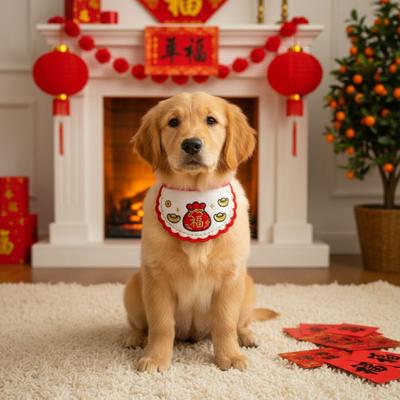 Cartoon New Year Cat Scarf 2026 Horse Year Comfortable Pet Scarf Funny Lucky Blessing Pet Clothing Pet Birthday Party