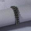 14mm Black Hip Hop Shiny Cuban Link Chain Bracelets Women Men Gold Color Rhinestone Iced Out Chain Bracelets Punk Men Jewelry
