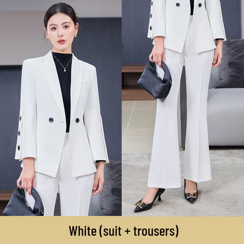 Women's Elegant Autumn/Winter Two-Piece Suit Set: Goddess Style Host with Wide-Leg Pants