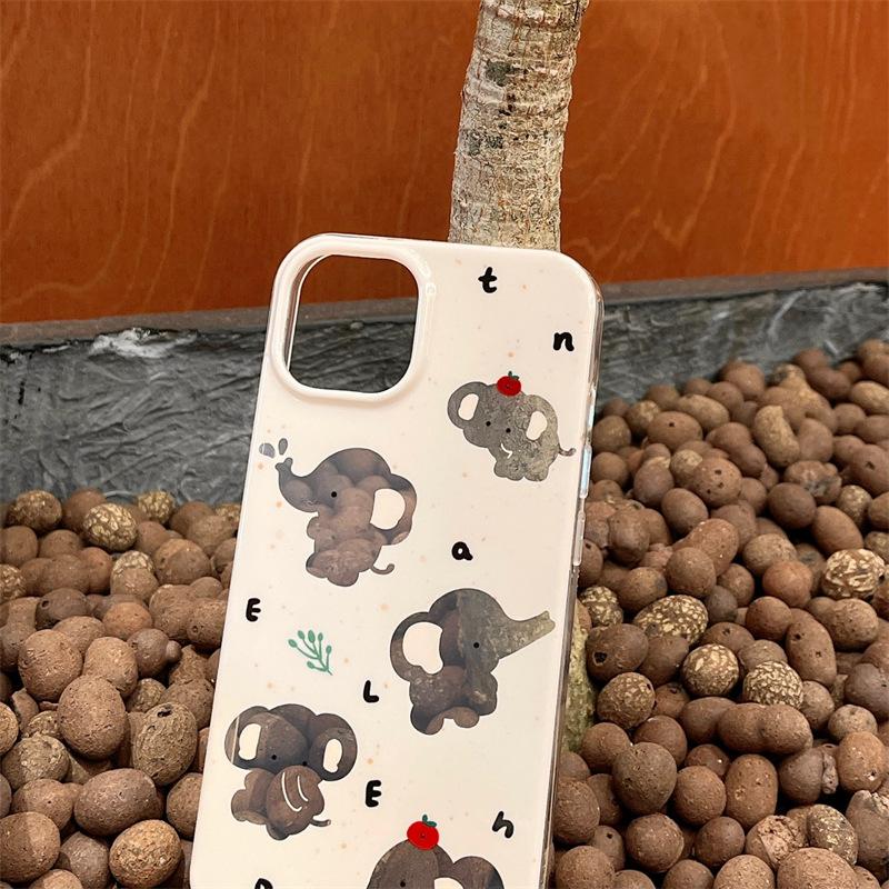 Cute Hollow Elephant Custard Yellow Case for iPhone 17 Pro Max, Apple 13/14, 15/16 Double Layer for Women