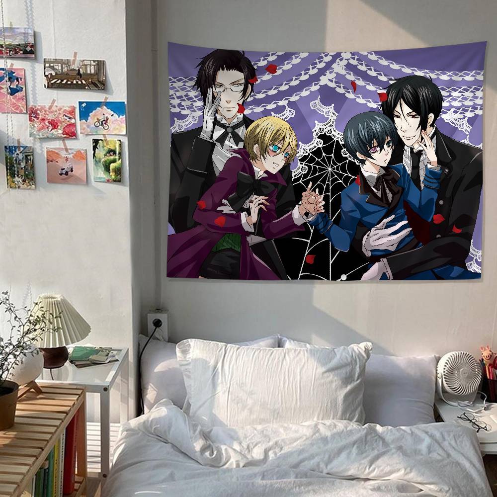 BBlack Anime BButler DIY Wall Tapestry For Living Room Home Dorm Decor Wall Art Decor