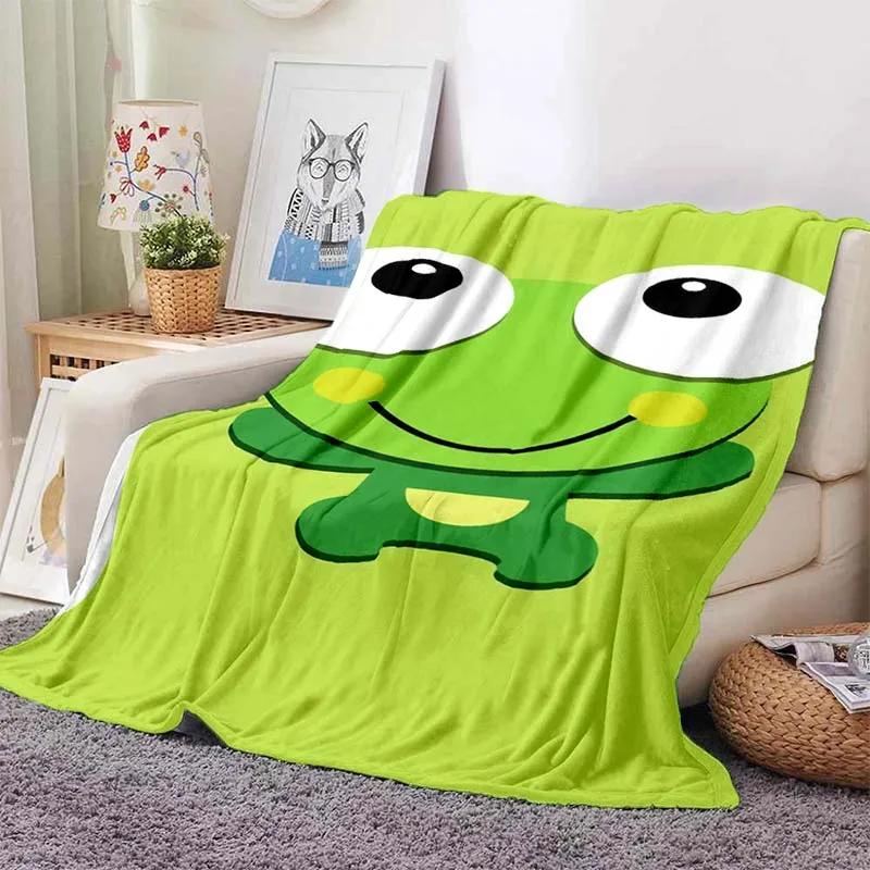 3D Printed Big -eyed Frog Card Kero Kero Keroppi Blanket Living Room Bedroom Sofa Cover Blanket Children's Nap Sleeping Blanket