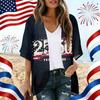 Damen locker geschnittener offener Cardigan mit USA-Unabhängigkeitstag-Print Lässiges Kimono-Stil Hemd Top für die 250-Jahres-Feier