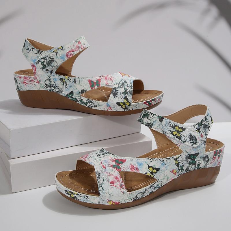 New Women's Wedge Chunky Sole One Strap Open Toe Velcro Beach Slide Sandals