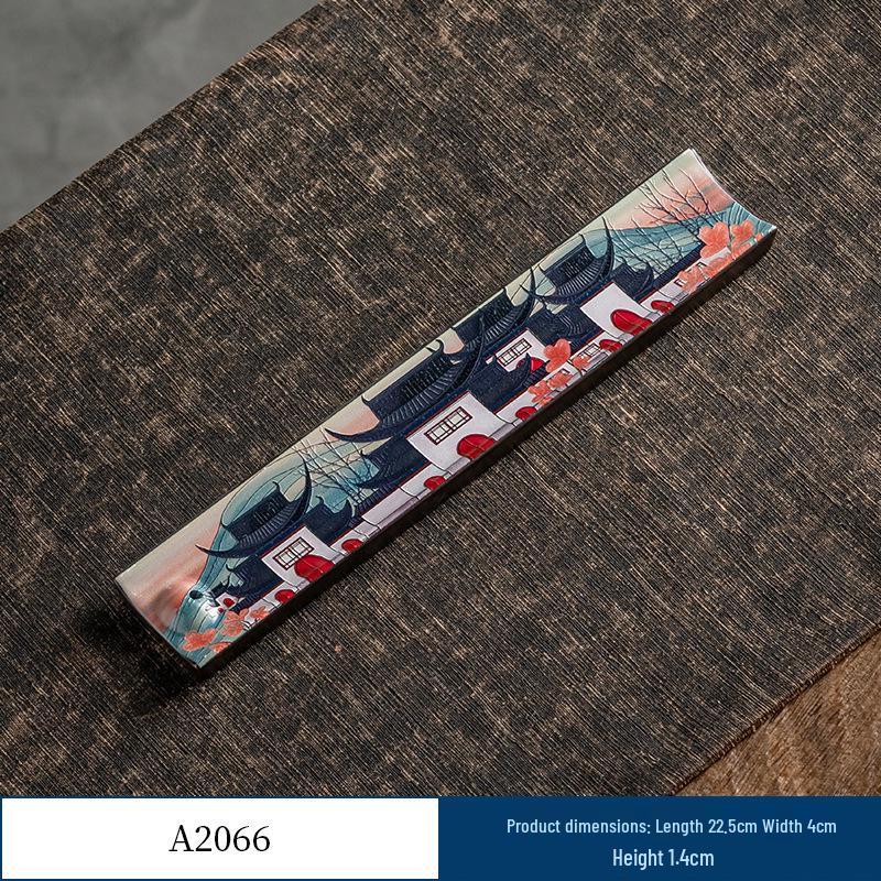 Guochao River & Mountain Ceramic Incense Holder - Retro Incense Stick Tray for Indoor Use