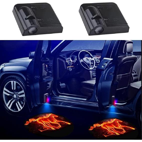 2PCS Car Door Light Projector, Universal LED Welcome Shadow Lights Fire Horse