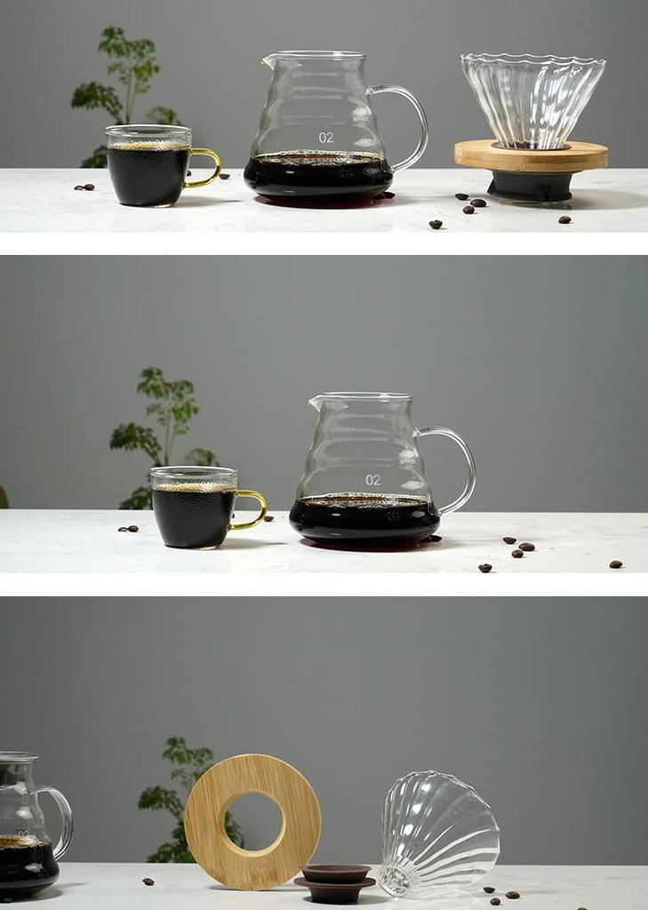 Gugrida 600ml Coffee Server, Drip Coffee Server, Hand Drip Coffee Server, Heat and Cold Resistant, High Boron Silica Glass Material (Transparent)