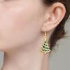 Holiday Rhinestones Christmas Earrings Lightweight Alloy Construction Ear Studs Red/Green Party Jewelry Gift