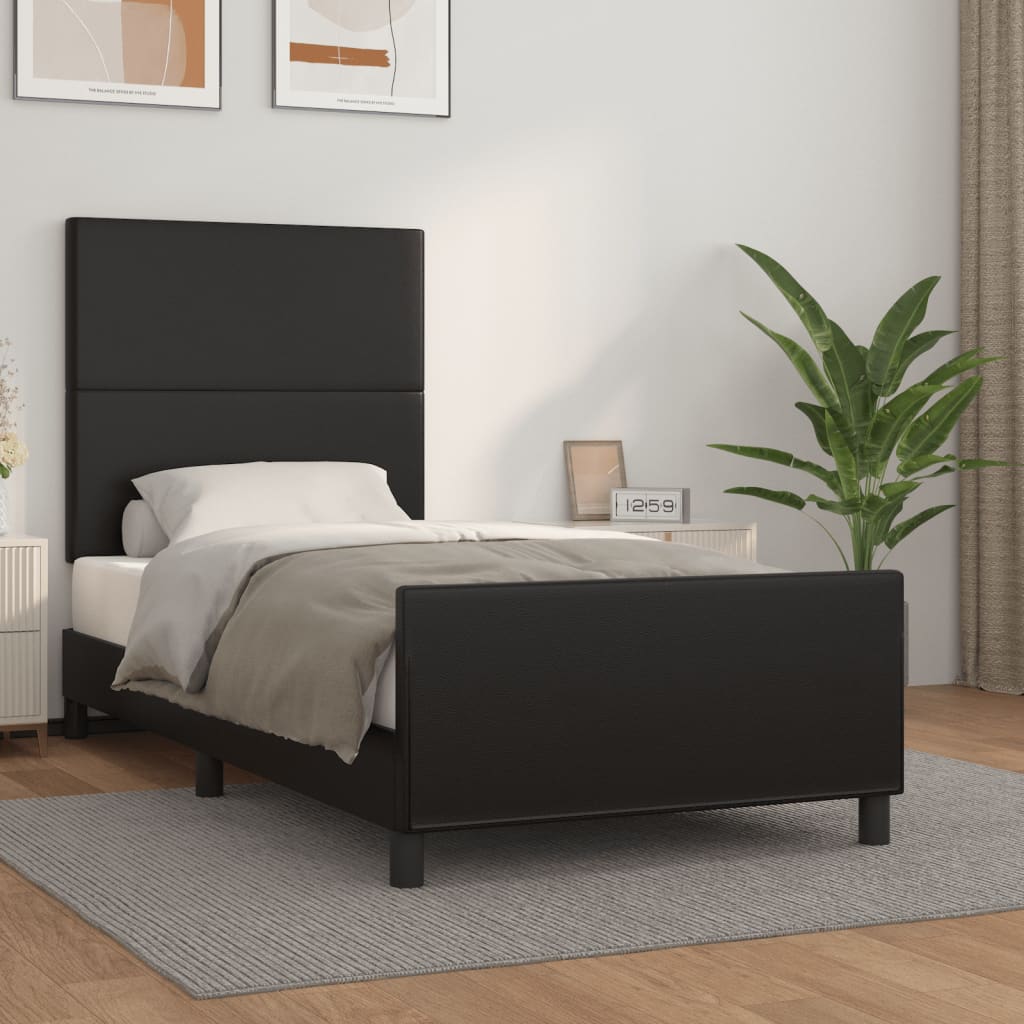 Bed Frame with Headboard Black 90 x 190 cm Faux Leather