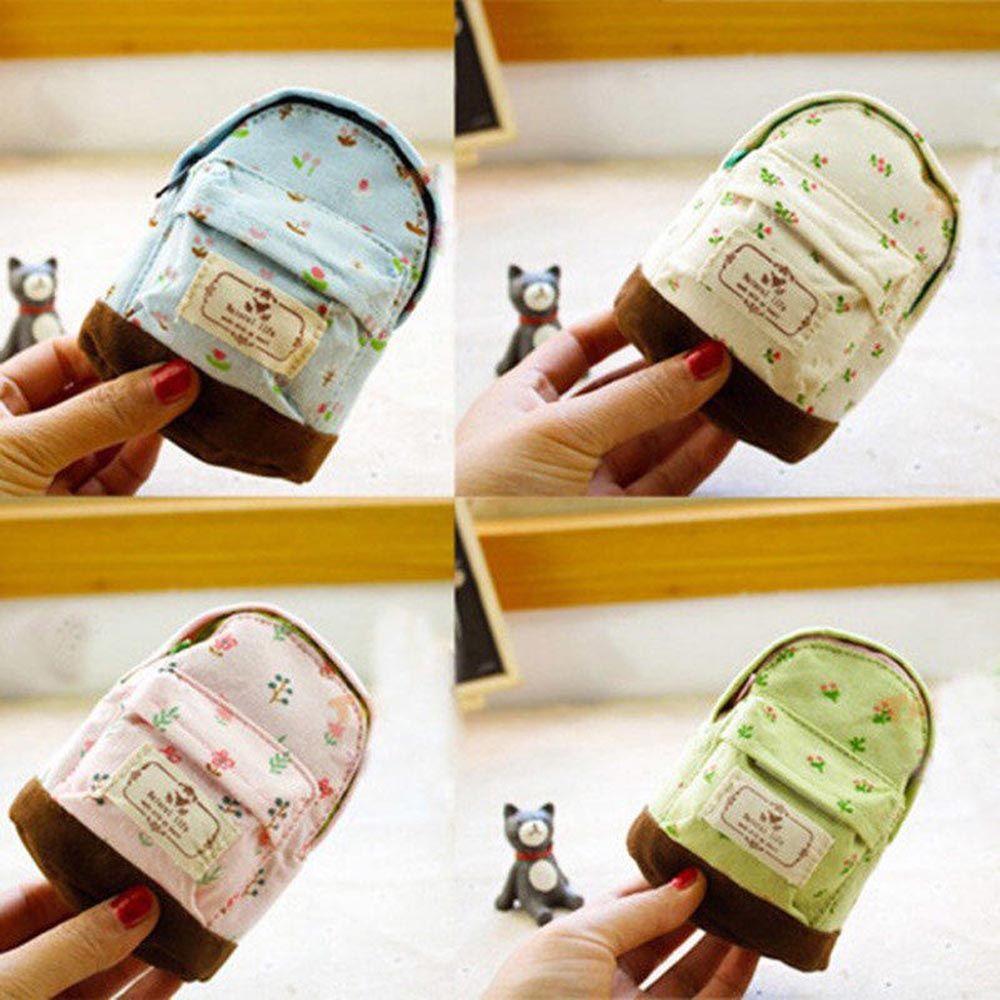 

Цветочная сельская ткань Милая сумка-коробка Цветочный рюкзак Мини-кошелек для монет Холст розовый