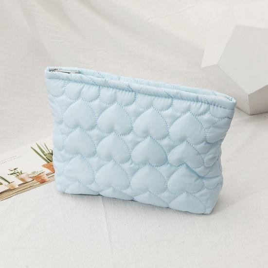 Quiltet Hjerte Toilettaske Blød Makeup Pung Rejse Toilettaske Organizer Ensfarvet Clutch til Kvinder Piger Ferie Daglig Brug