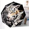 1pc Tiger Face Automatic Open/close Folding Umbrella, Compact Portable Travel Umbrella,Durable Construction Yy250814187
