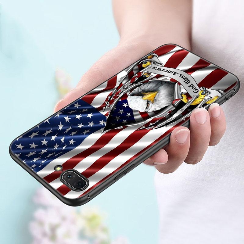 Custodia per telefono con aquila bandiera americana USA per Apple iPhone 14 13 12 Mini 11 Pro Max 7 8 XR X XS 7 8 Plus SE 2020 2022 Cover Nera