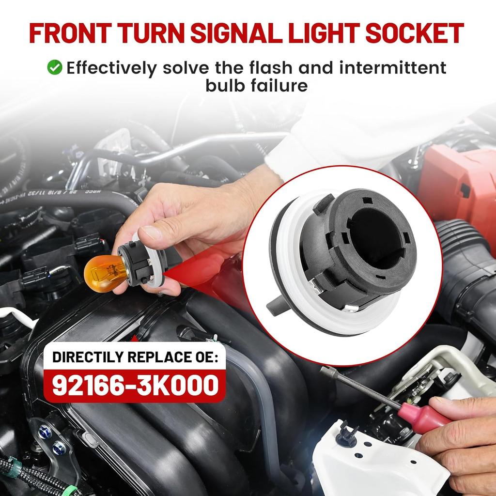 RED WOLF Front Signal Lamp Socket for 2012- Kia Soul Sportage Forte, for 2014-2017 Hyundai Sonata Elantra Replace OE #92166-3K000 Car Headlight Turn