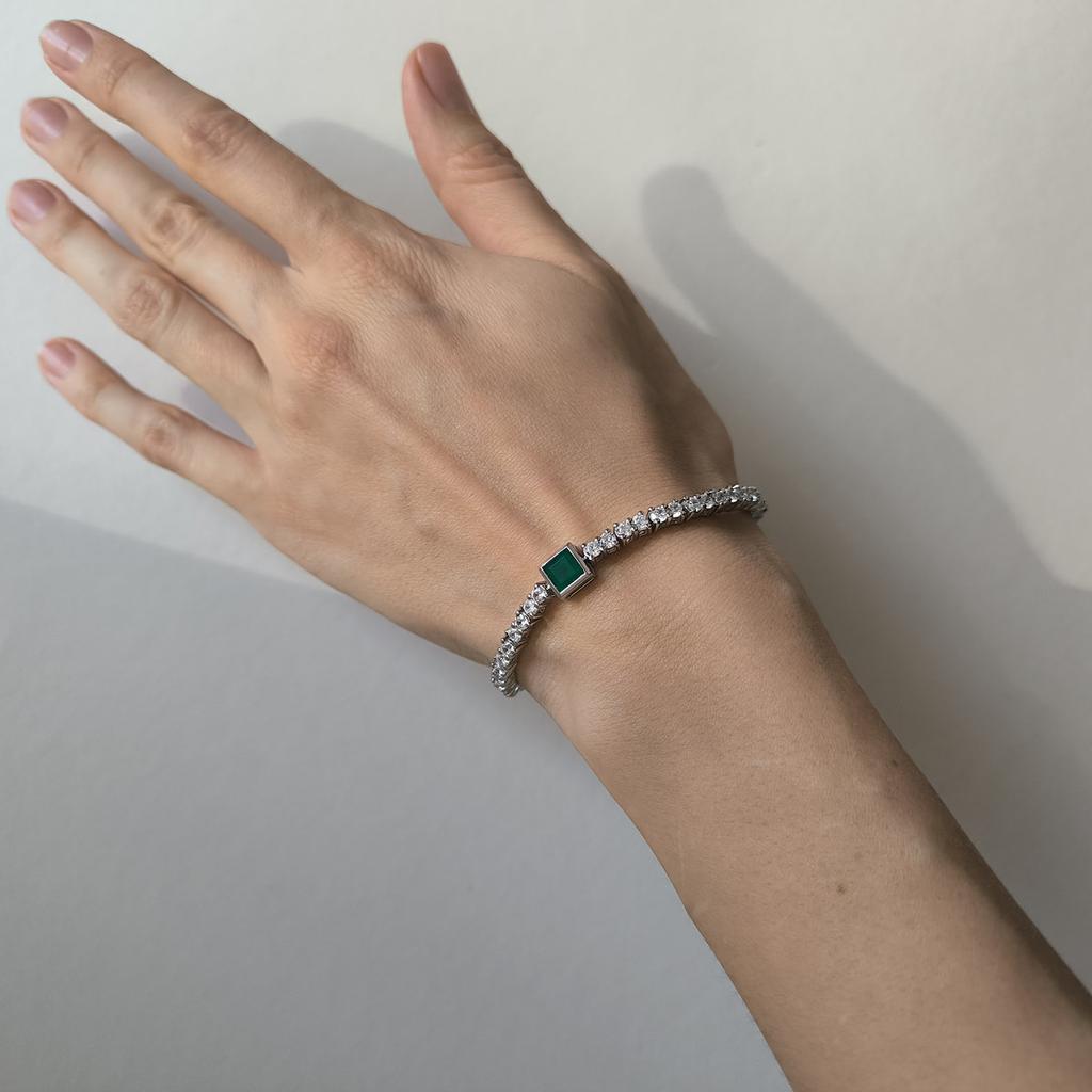 Серебряный браслет с натуральным агатом 9.408ct, вес изделия 11,99 гр (2205661)