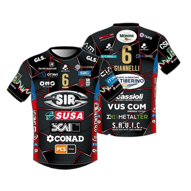 Italienischer Stil GIANNELLI #6 Neuankunft Sir Safety Perugia 3D-Druck Volleyballtrikot Lässiges Sport-T-Shirt Heim Auswärts Erwachsene KIND 4XL black