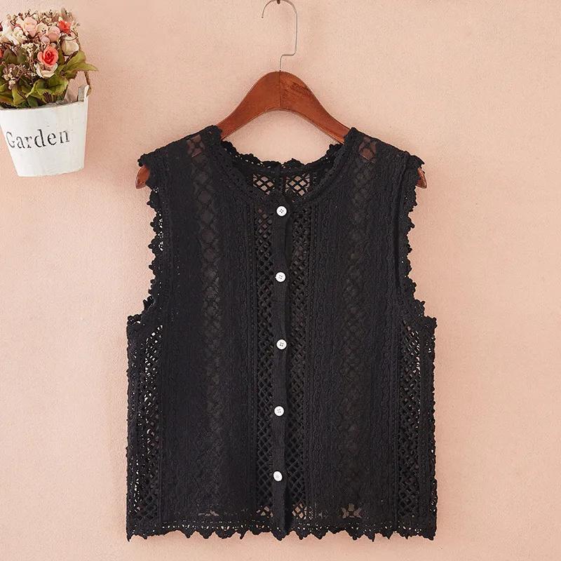 

Summer White Lace Vest for Womens Sleeveless Button Down Top OneSize чорний