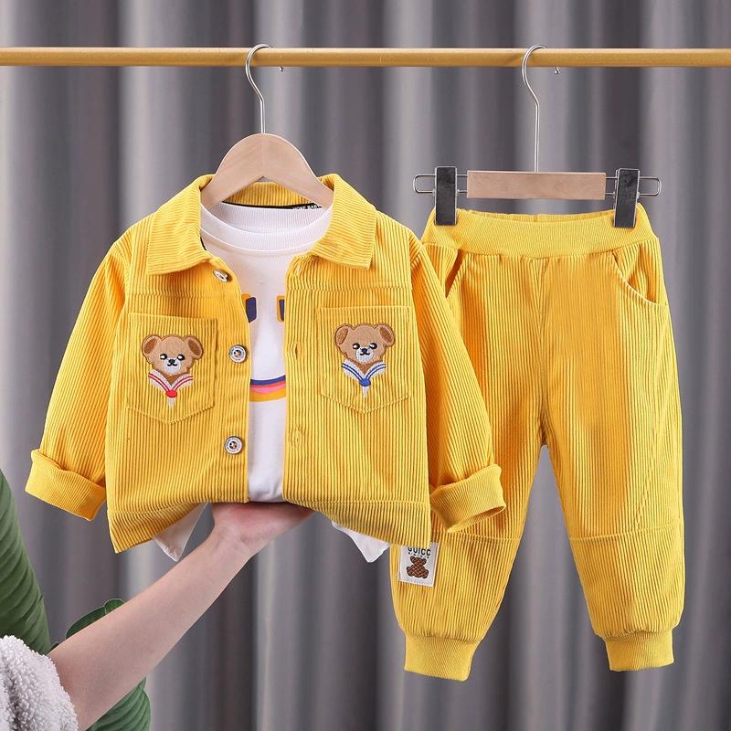 

Baby Sets Clothes Spring Autumn Leisure Set Coat+Pants Two Piece Set Boys Girls Jacket Fashion Korean Version Clothing 80 жовтий