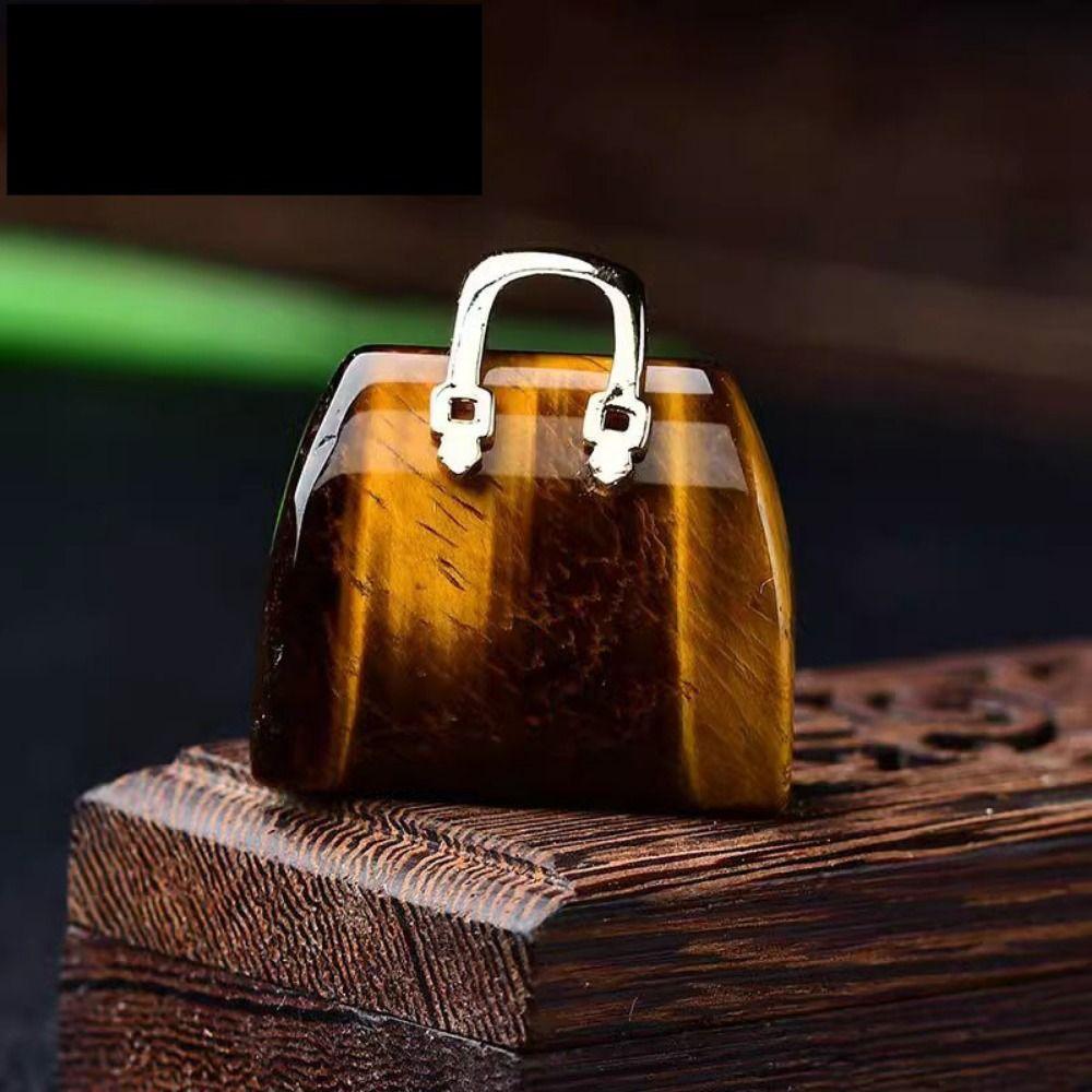 Simple Crystal Handbag Pendant Creative DIY  Necklace Pendant Natural Crystal Stone  Pendant  Gift